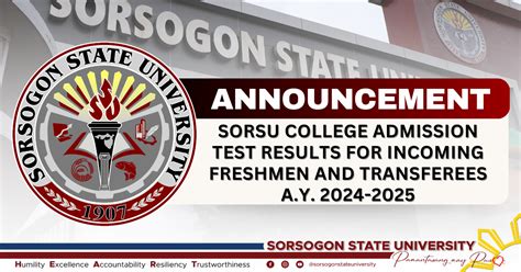 sorsogon state university entrance exam 2024-2025